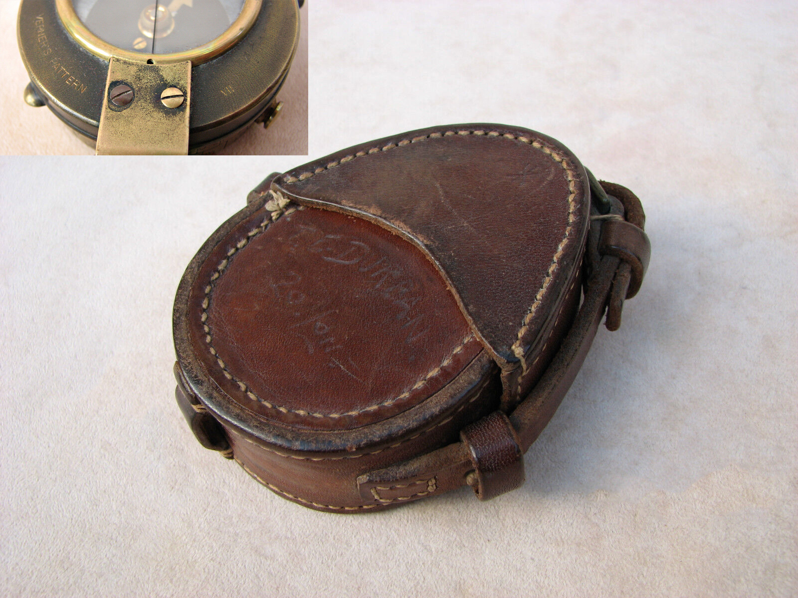 1916 Cruchon & Emons WW1 British Army Verners MK VII pocket compass with case